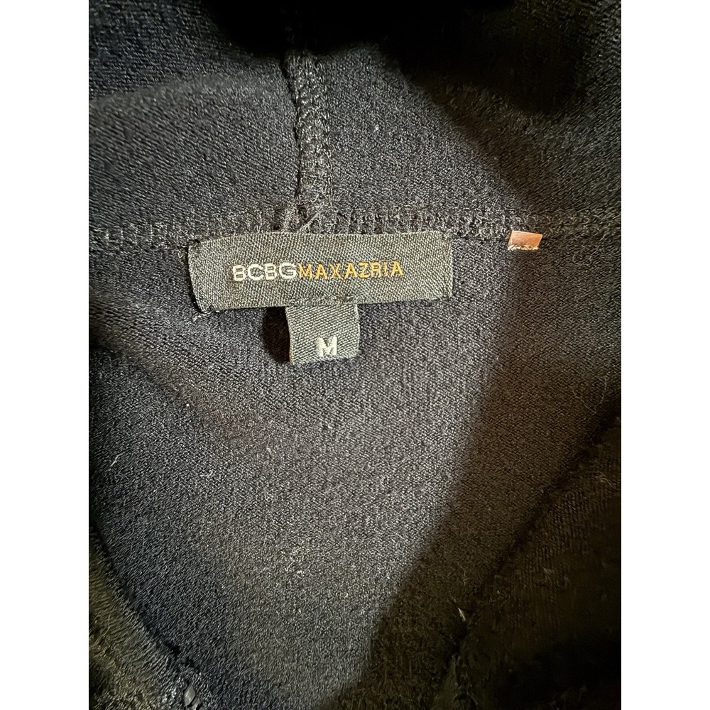 BCBG Maxazria Jacket Large M Black Hoodie Long Sleeve Full Zip Logo Top Womens - Picture 5 of 8